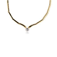 Collana punto luce in oro bianco e giallo 18 kt con diamante naturale G VS – 14.20 g – 0.14 ct | Idee Preziose dal 1987 - IP.CK18M/1D